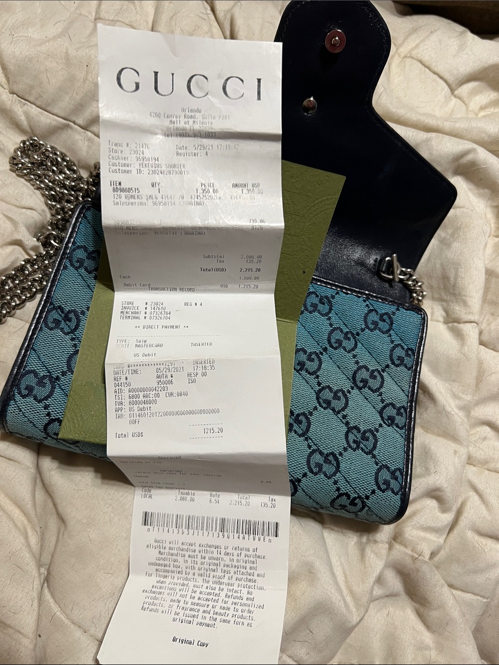 Gucci Blue GG Canvas Chain Shoulder Bag (WOC) - Picture 7 of 9